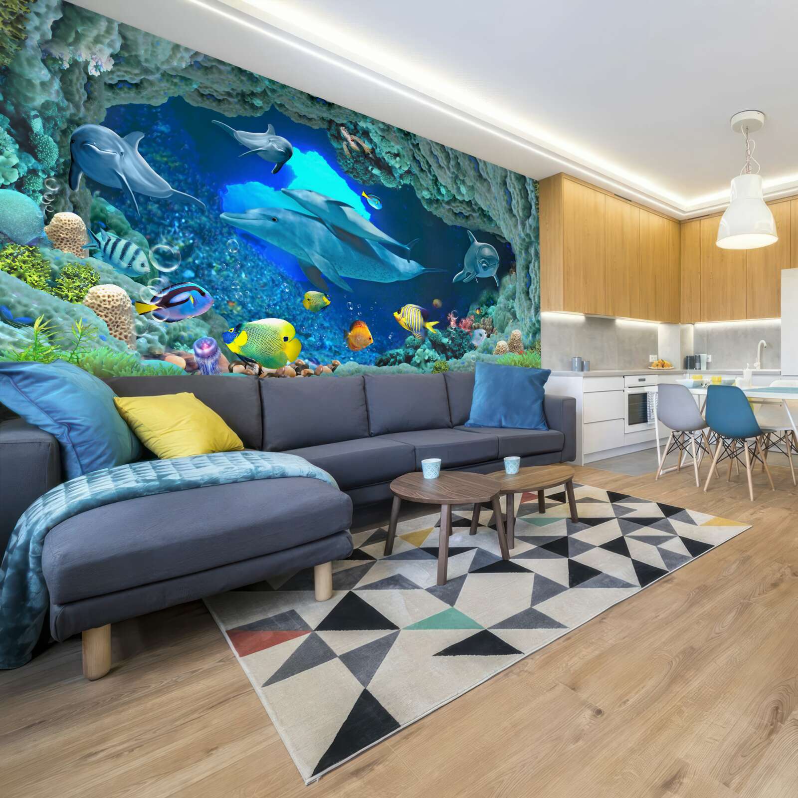 Fototapeta stenové a sladkovodné akvárium