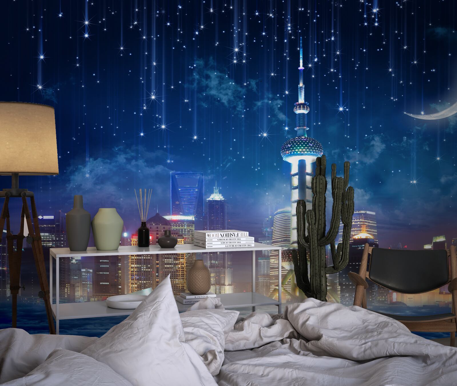 Fototapeta modrý a fialový nábytok