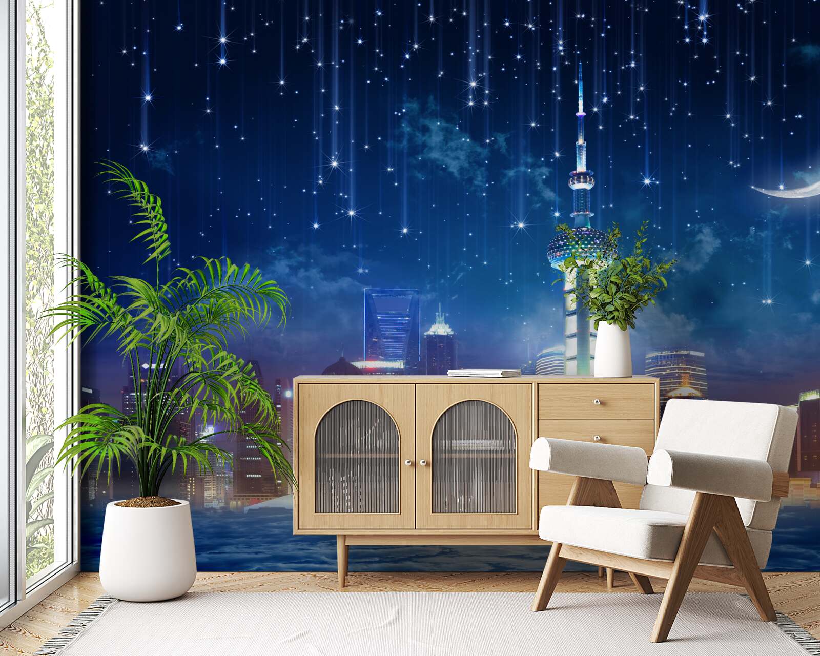 Fototapeta modrý a fialový nábytok