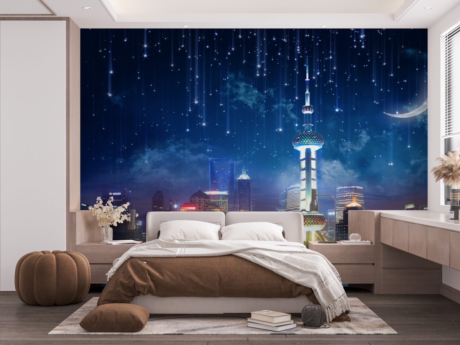 Fototapeta modrý a fialový nábytok