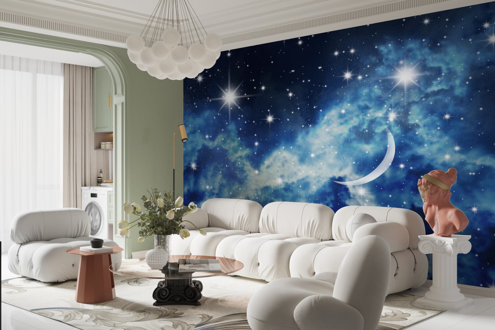 Fototapeta stropný scenár s oblohou pre spálňu