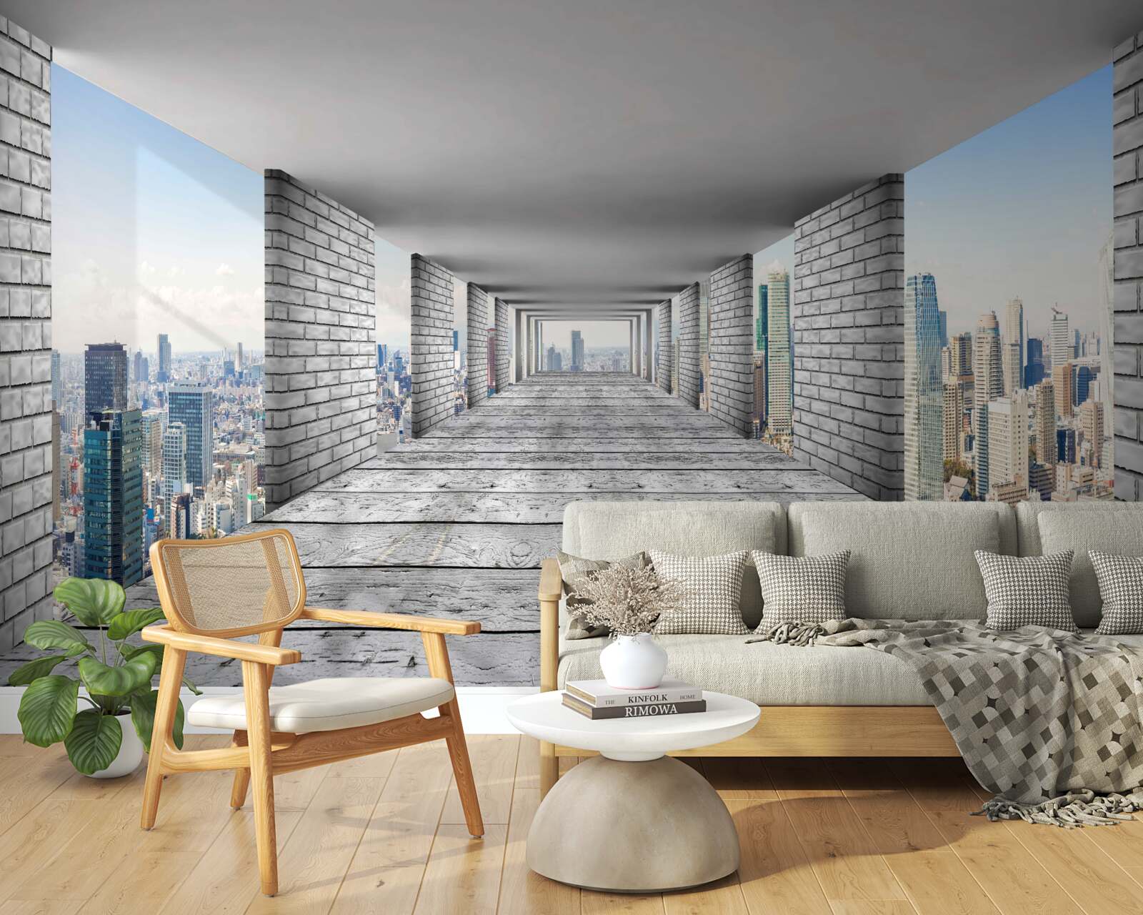 Fototapeta podzemná chodba otvárajúca panorámu mesta