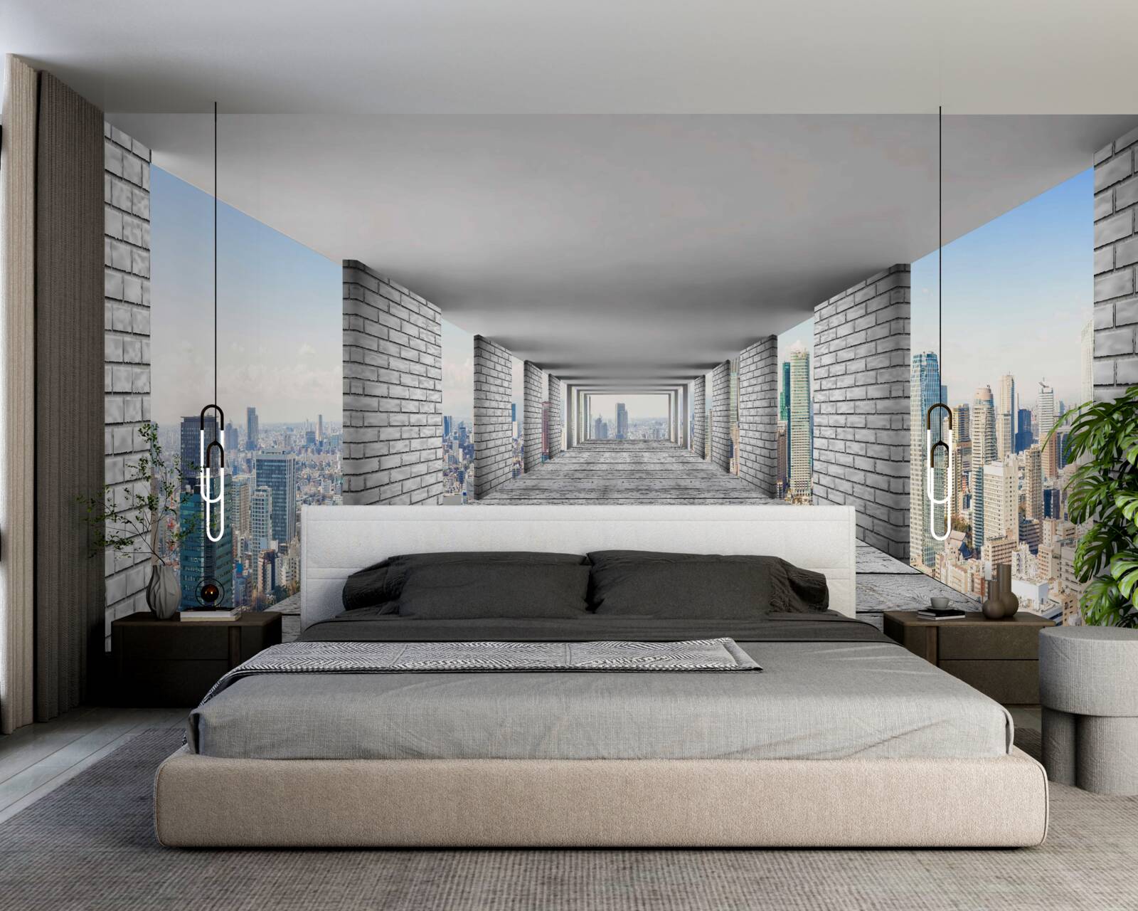 Fototapeta podzemná chodba otvárajúca panorámu mesta