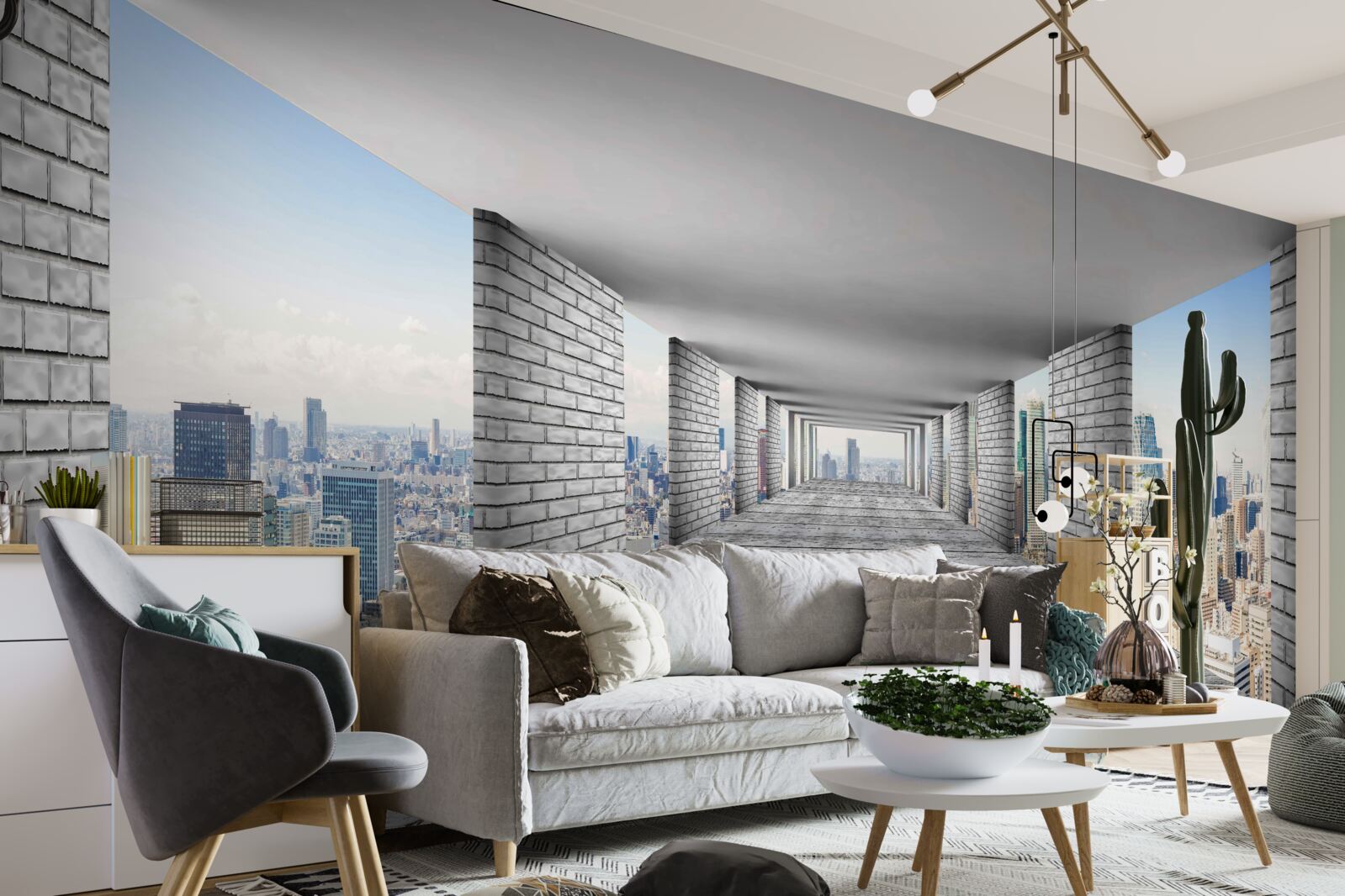 Fototapeta podzemná chodba otvárajúca panorámu mesta