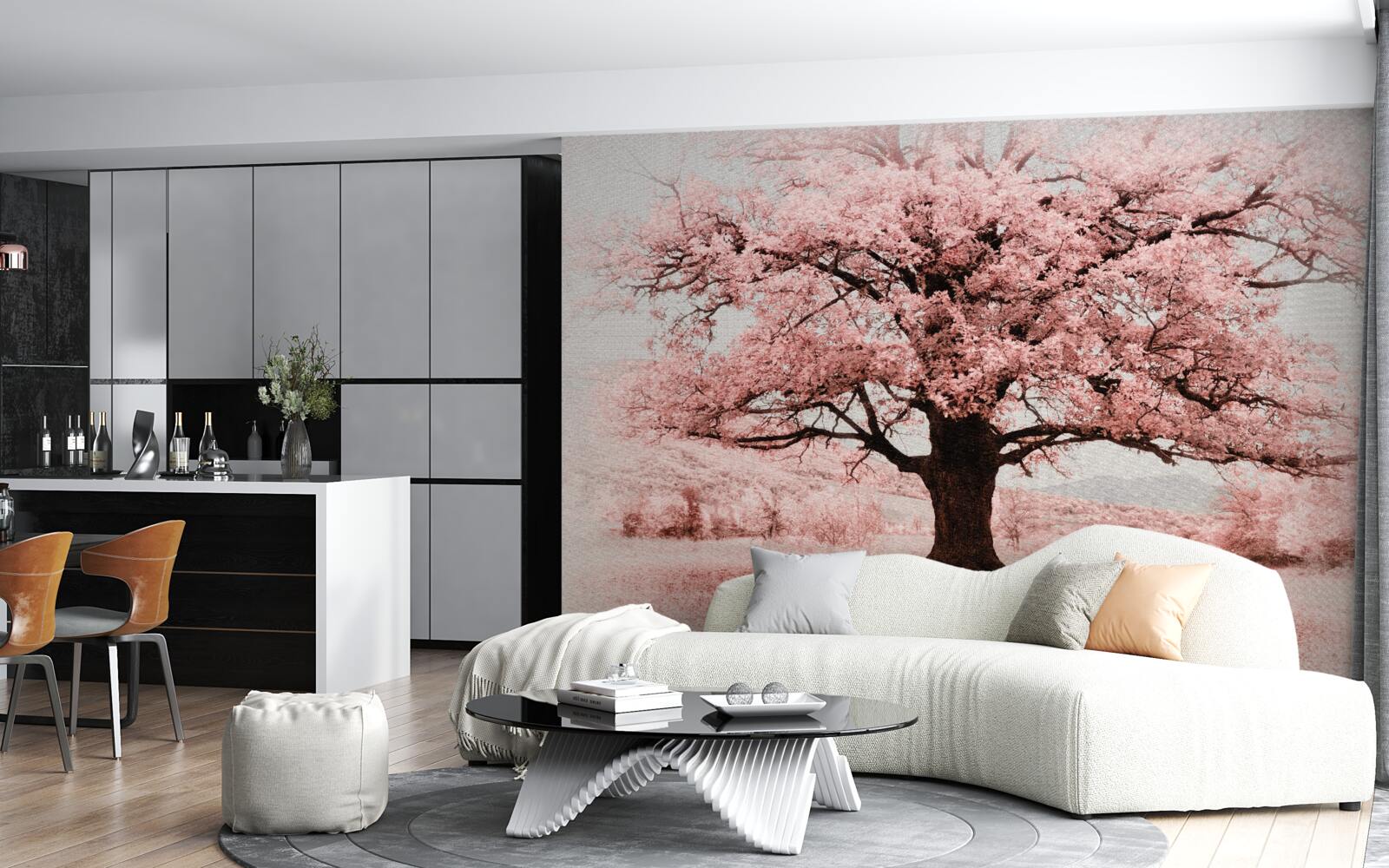 Fototapeta krajina je v odtieňoch ružovej