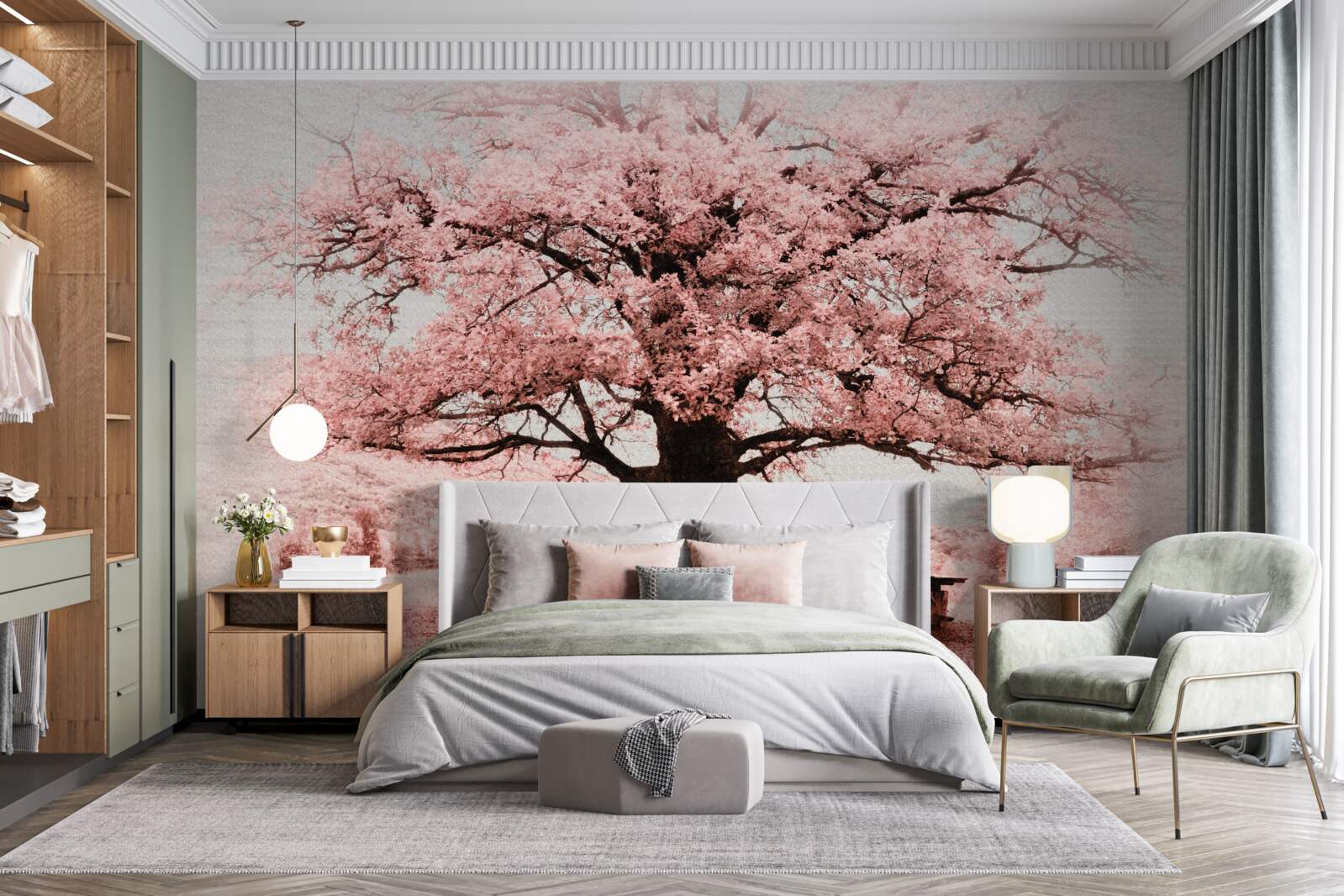 Fototapeta krajina je v odtieňoch ružovej