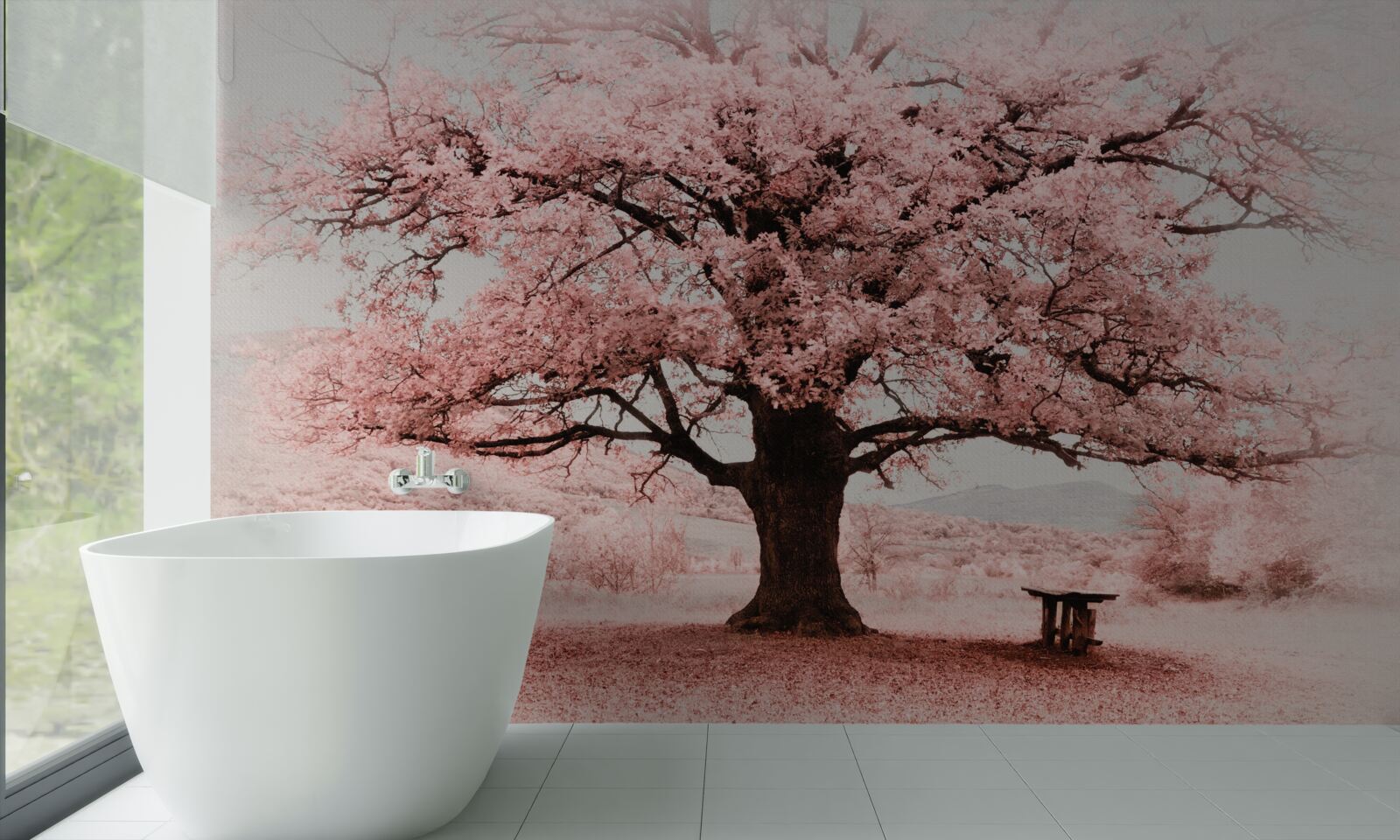 Fototapeta krajina je v odtieňoch ružovej