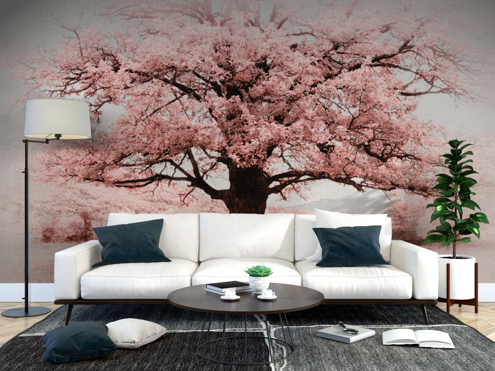 Fototapeta krajina je v odtieňoch ružovej