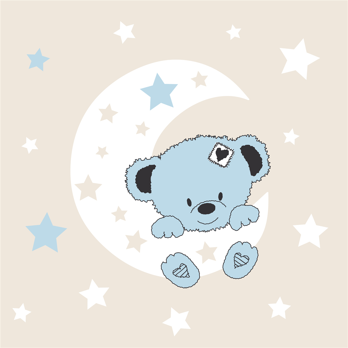 Fototapeta malý medvedík sa drží mesiaca