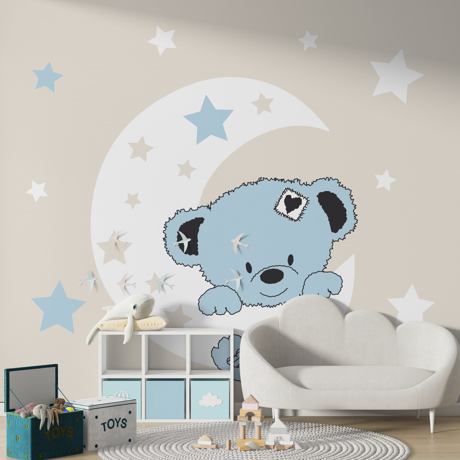 Fototapeta malý medvedík sa drží mesiaca