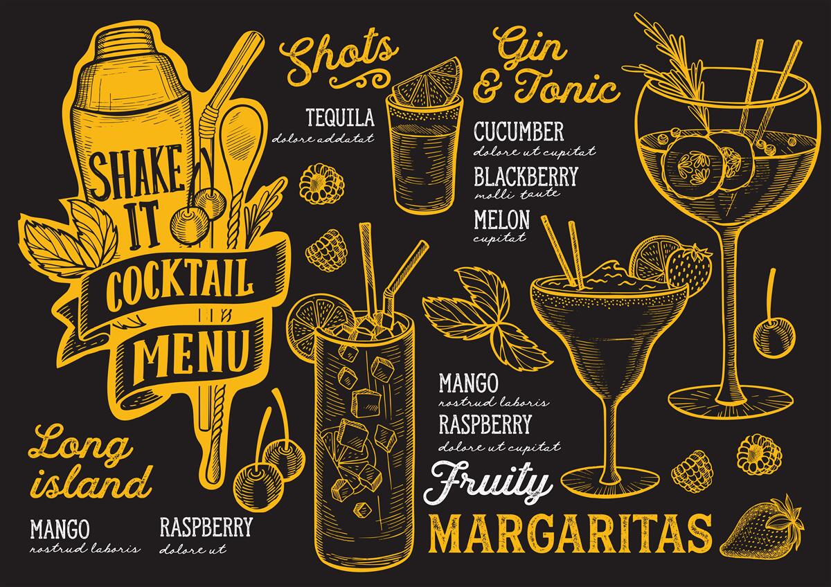 Fototapeta koktailové menu