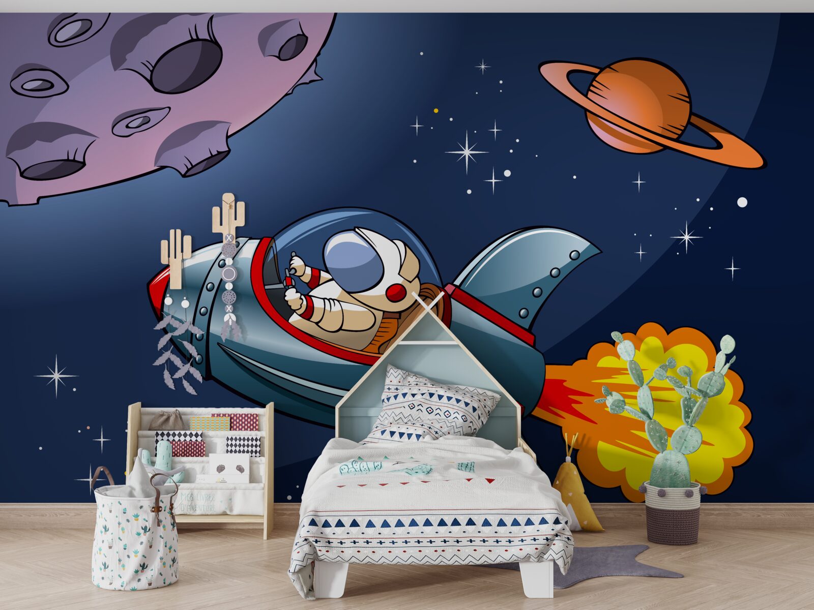 Fototapeta astronaut letí na vesmírnej lodi