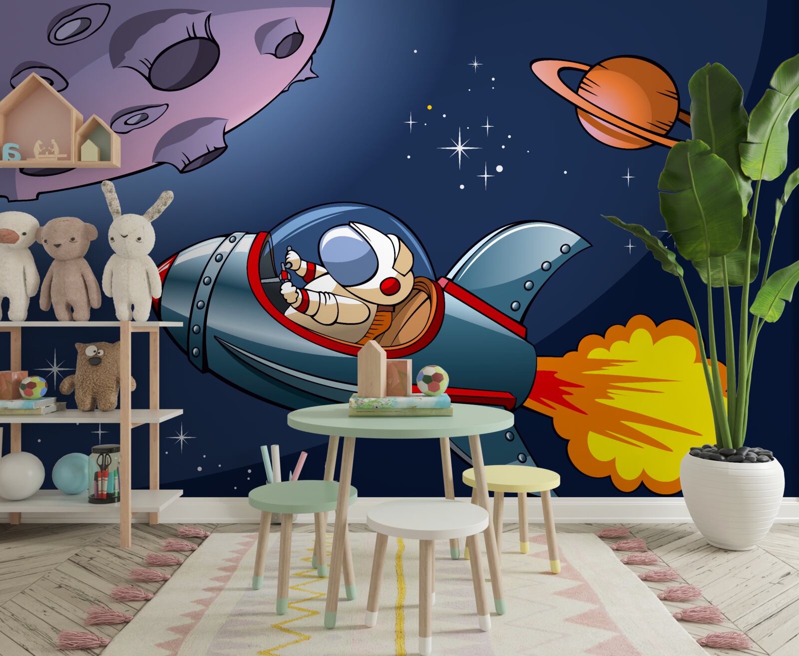 Fototapeta astronaut letí na vesmírnej lodi