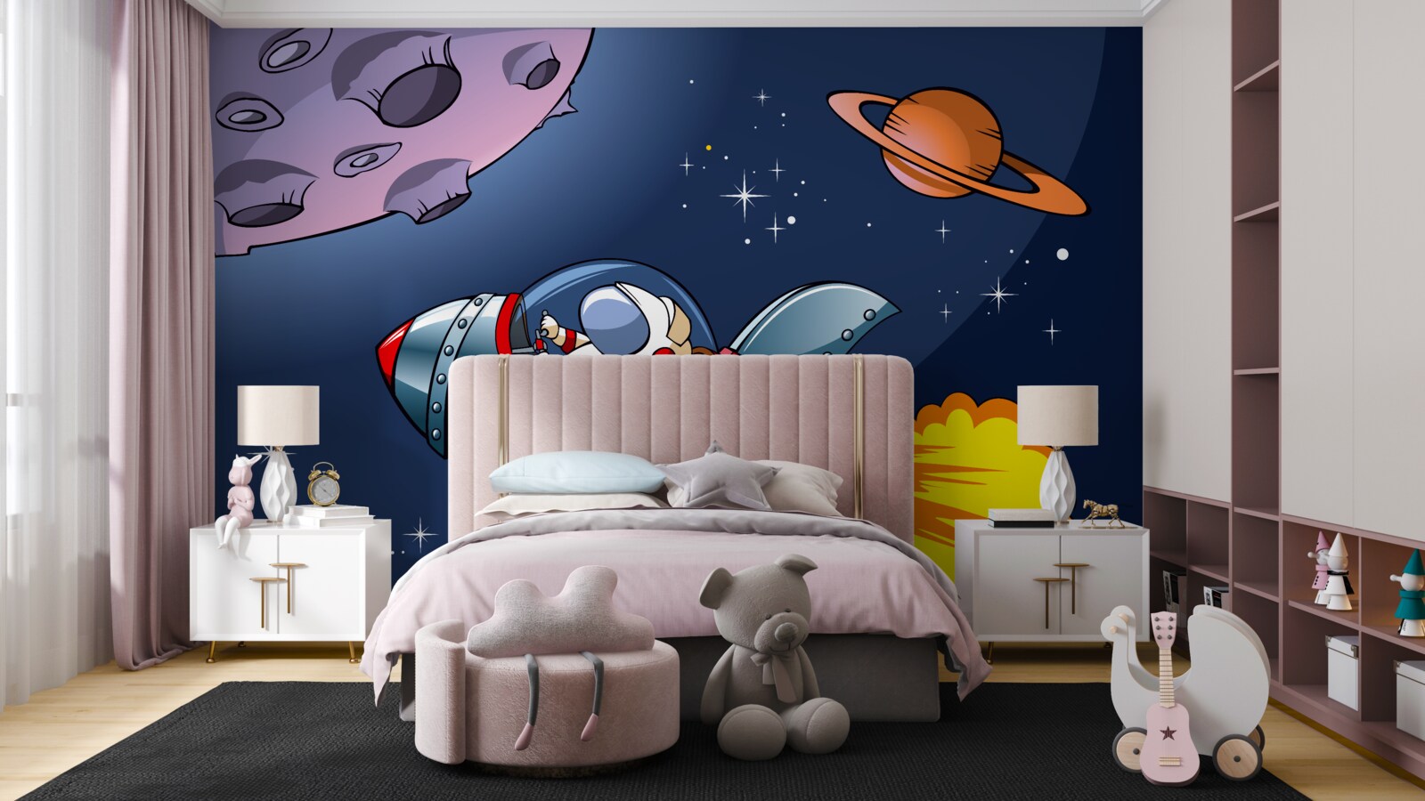 Fototapeta astronaut letí na vesmírnej lodi