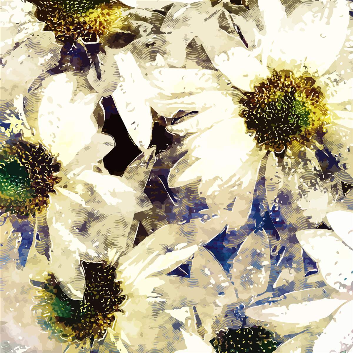 Fototapeta akvarel biele sedmokrásky