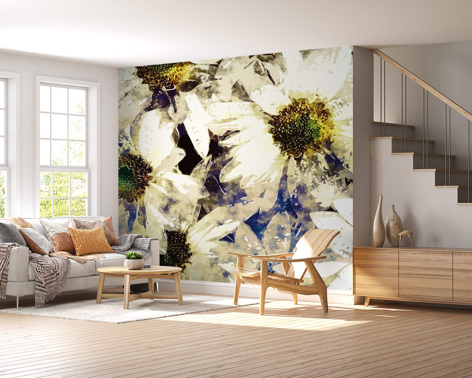 Fototapeta akvarel biele sedmokrásky