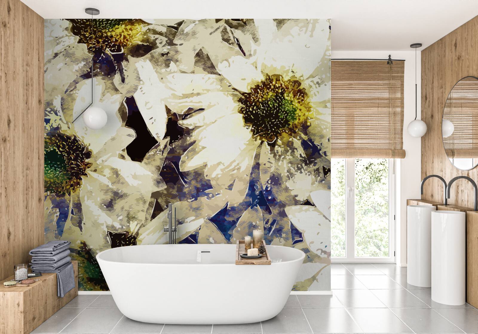 Fototapeta akvarel biele sedmokrásky