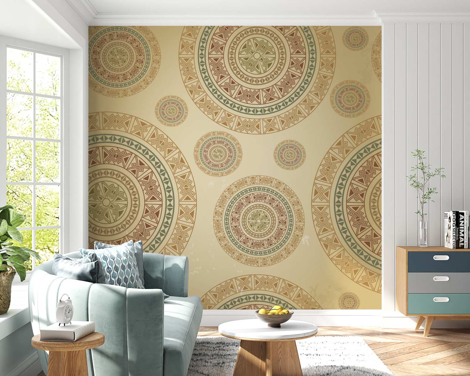 Fototapeta svetlohnedé figúrky s etnickým motívom