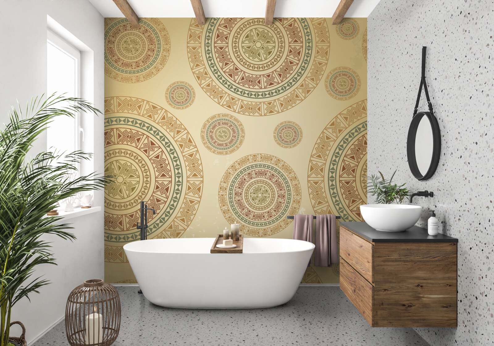 Fototapeta svetlohnedé figúrky s etnickým motívom