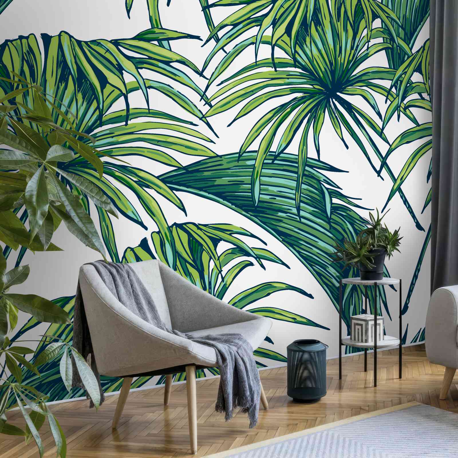 Fototapeta zelené palmy na snehobielom povrchu