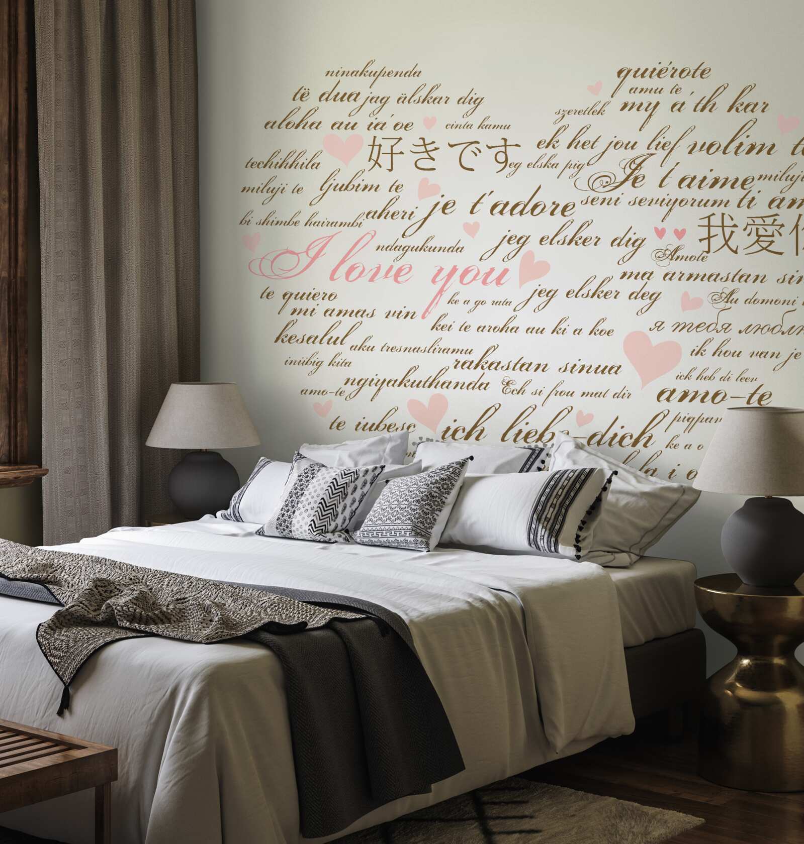 Fototapeta srdce pozostáva z nápisov v rôznych jazykoch
