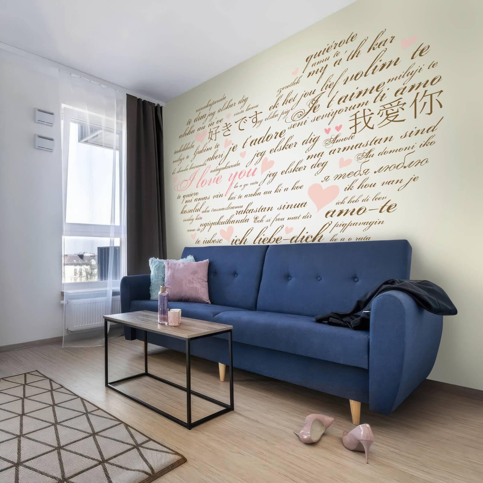 Fototapeta srdce pozostáva z nápisov v rôznych jazykoch