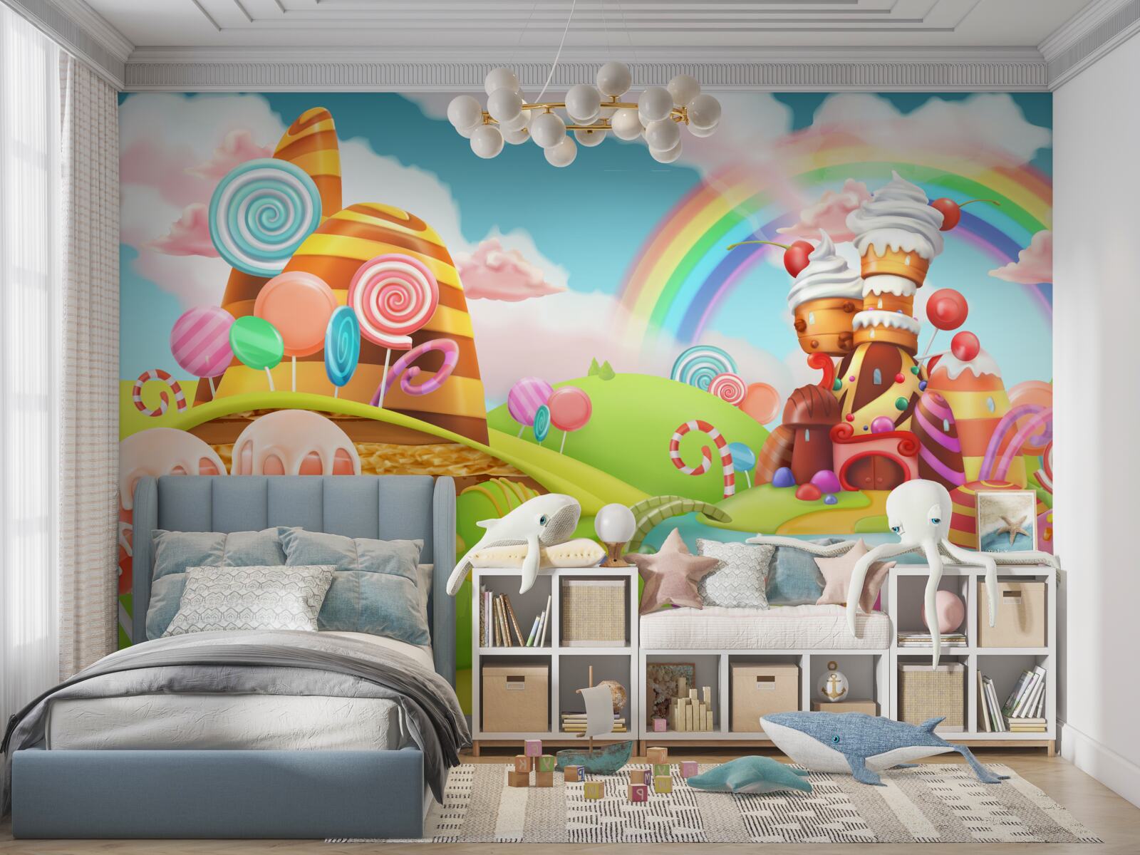 Fototapeta sladké mesto vyrobené zo sladkostí a koláčov