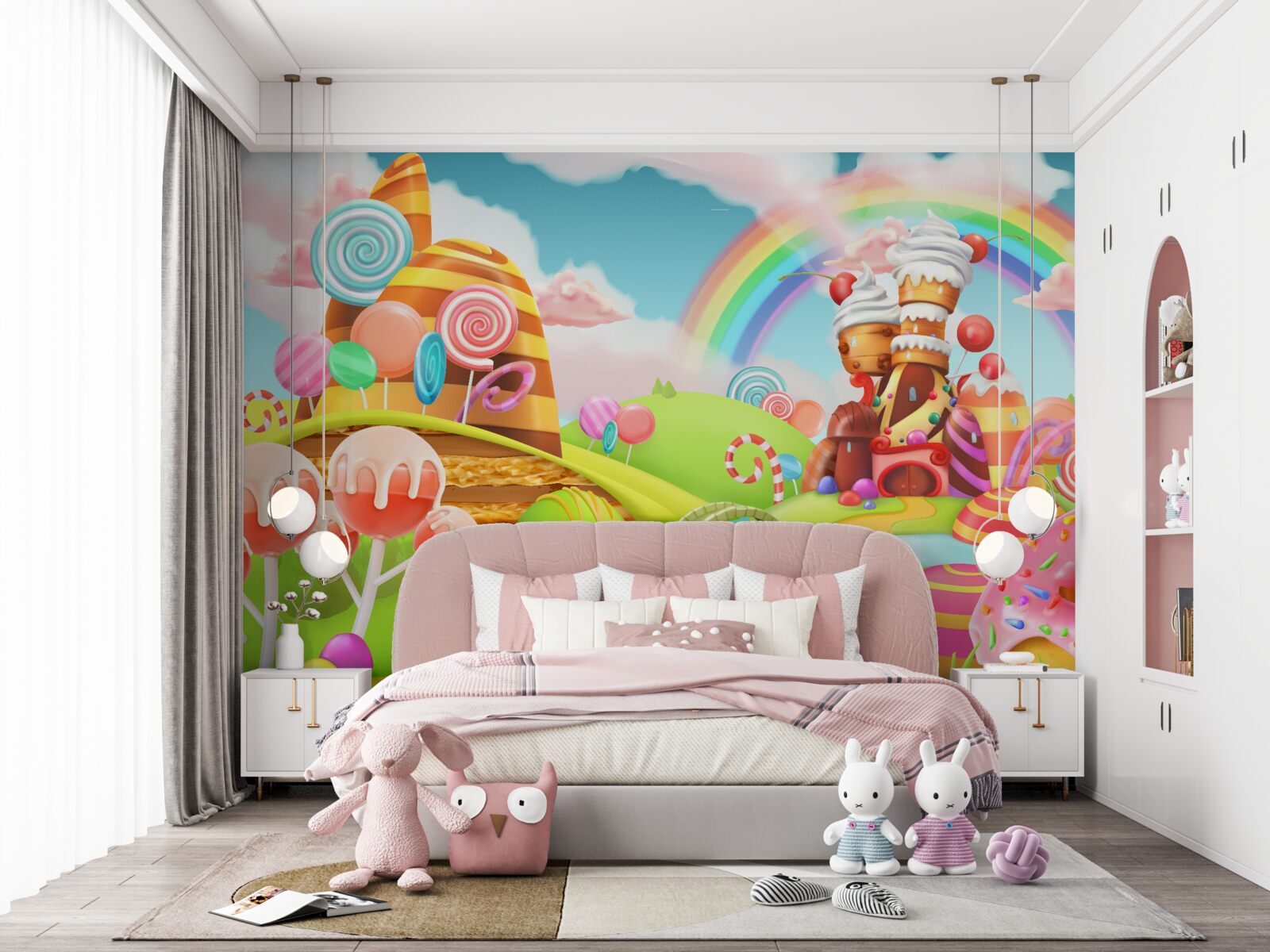 Fototapeta sladké mesto vyrobené zo sladkostí a koláčov