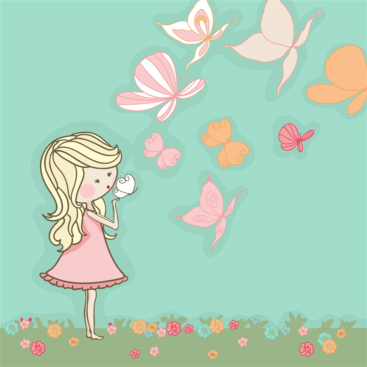 Fototapeta dievča obdivuje motýle