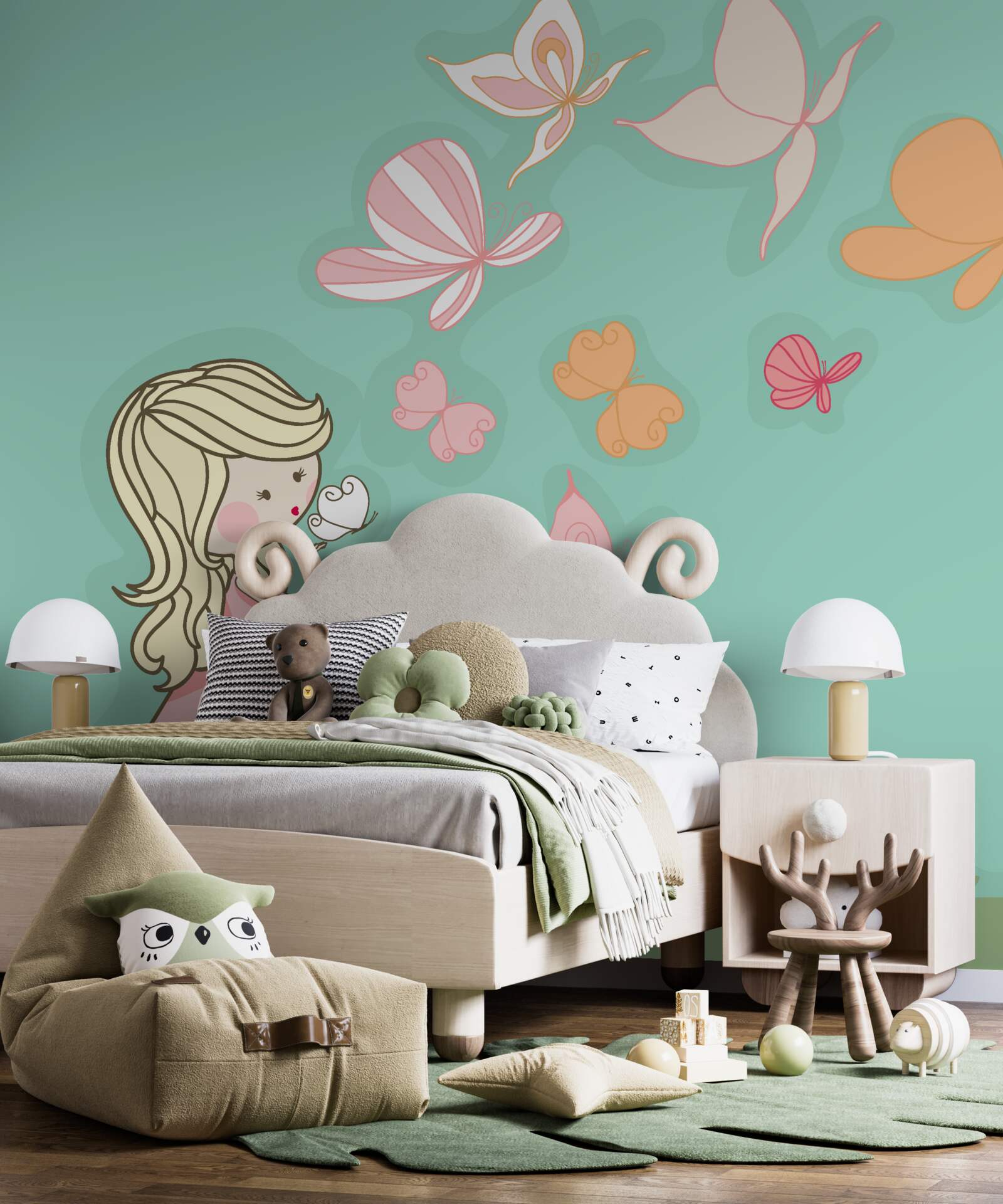 Fototapeta dievča obdivuje motýle