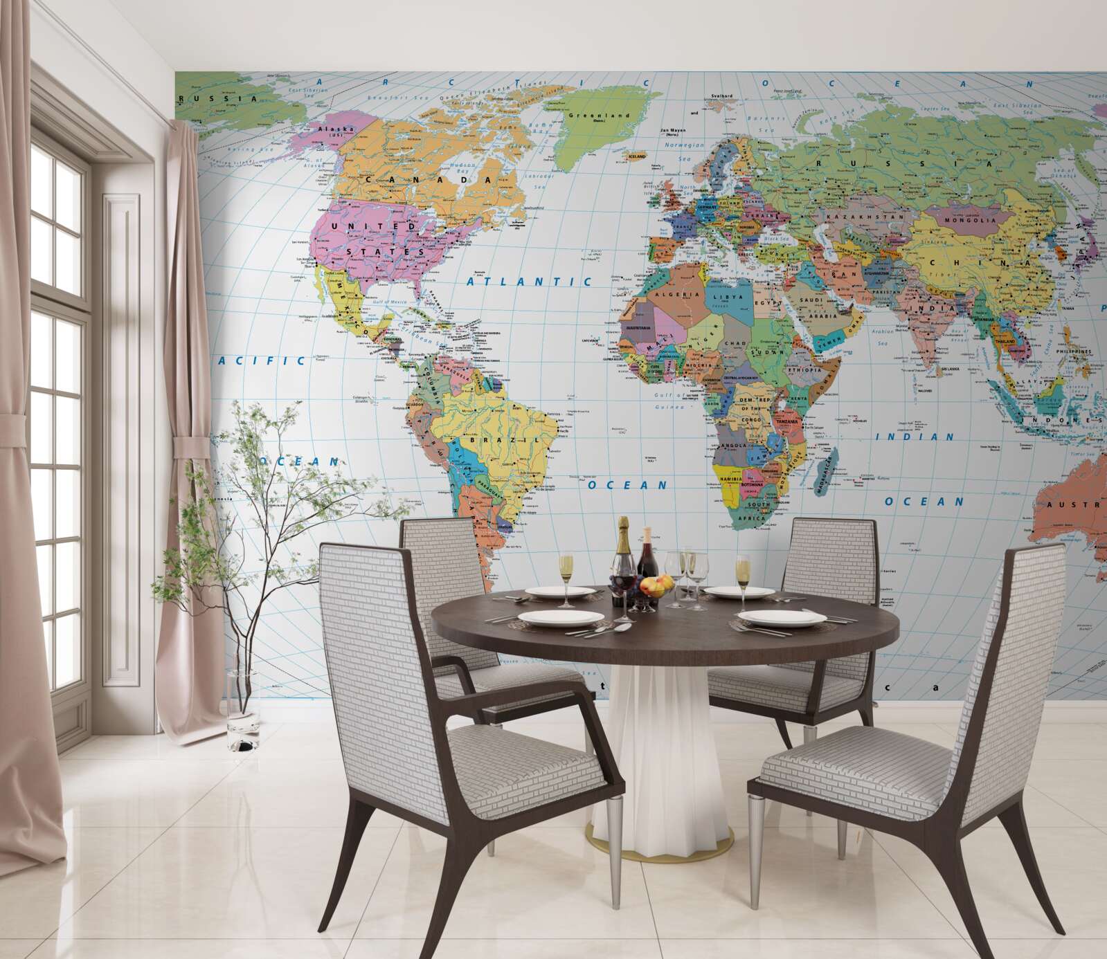 Fototapeta mapa sveta z geopolitického hľadiska