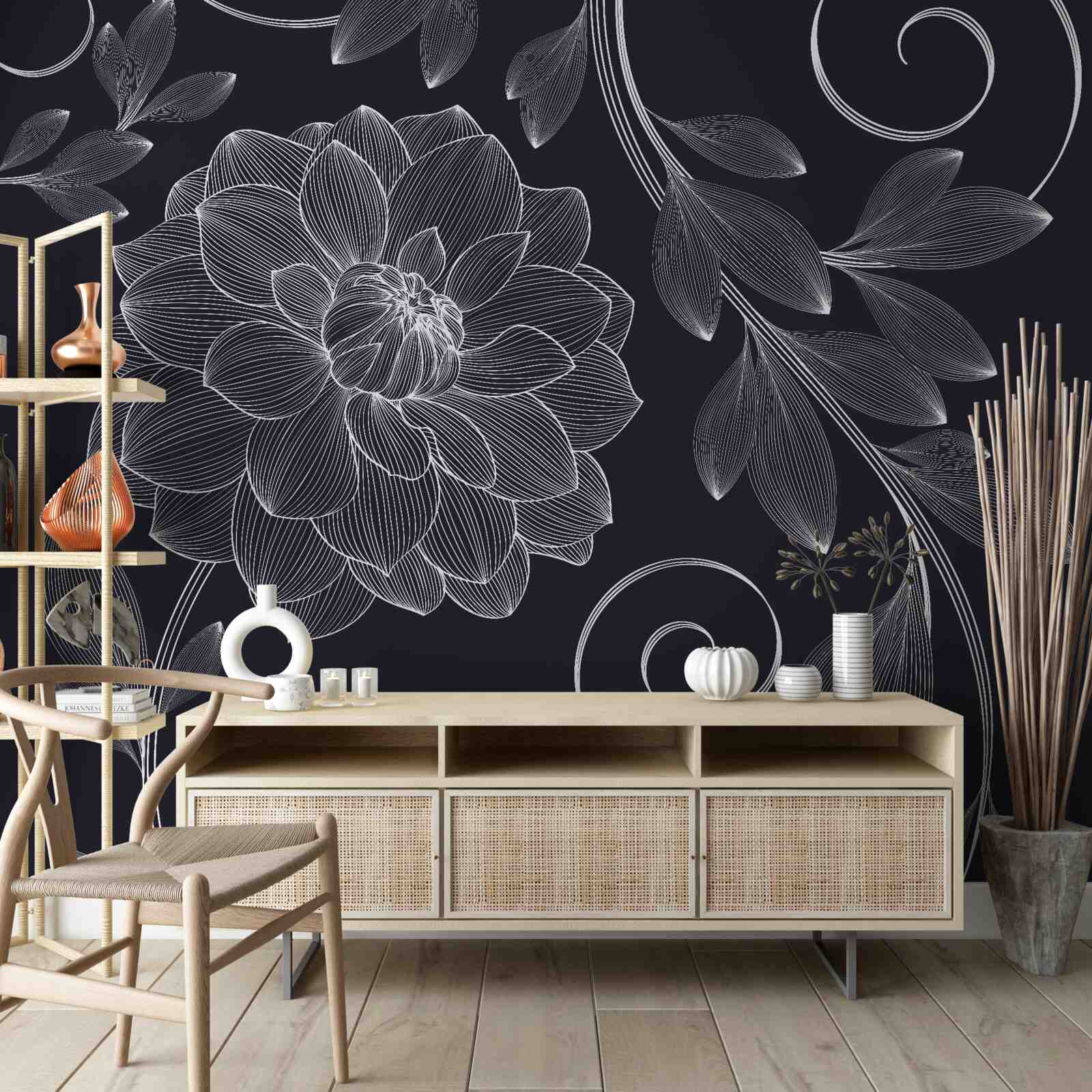 Fototapeta púčik a listy na sivom pozadí