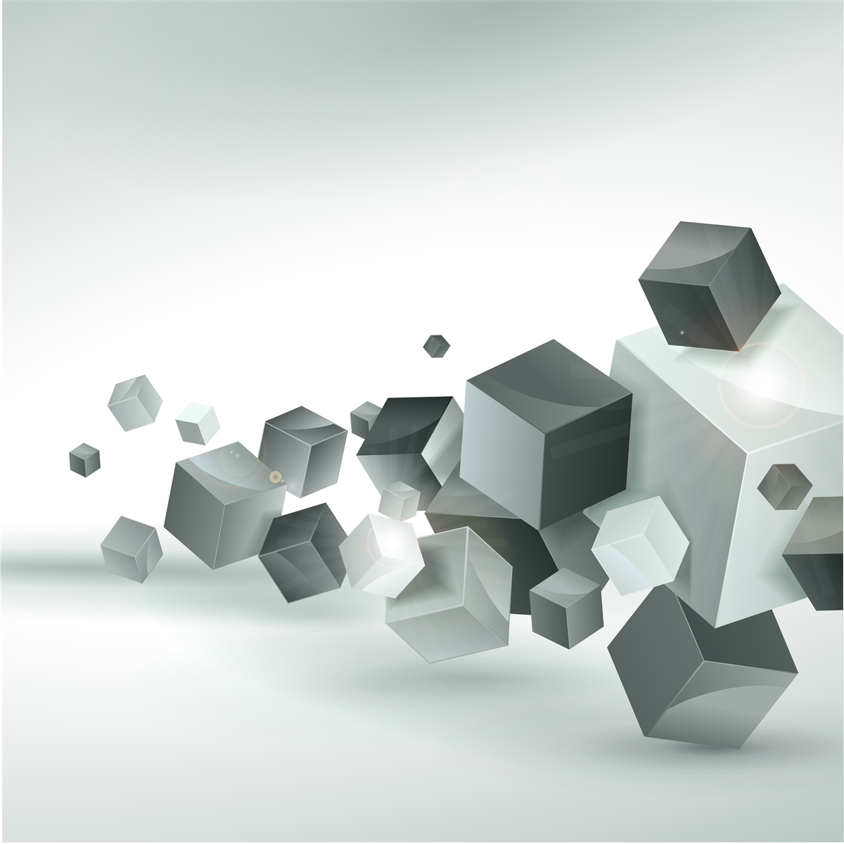 Fototapeta kocky rôznych tvarov vznášajúce sa vo vzduchu