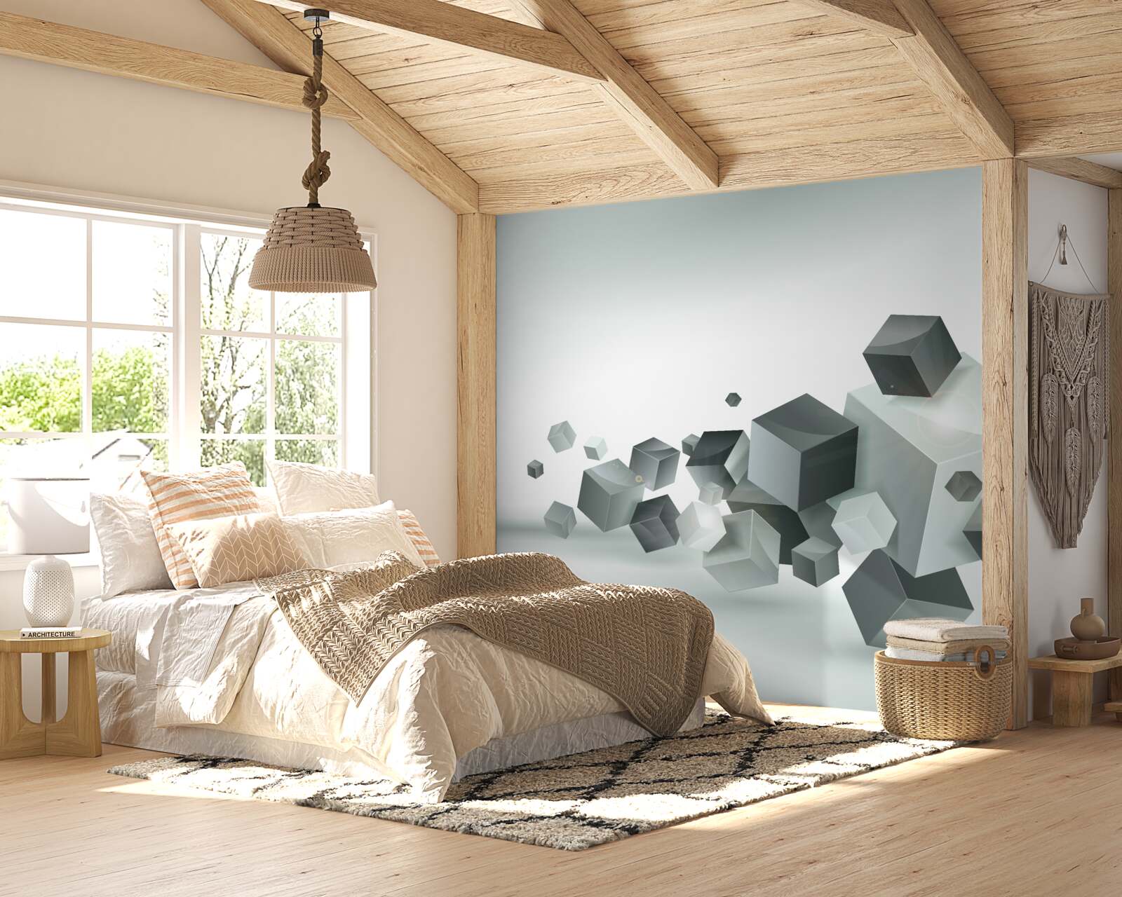 Fototapeta kocky rôznych tvarov vznášajúce sa vo vzduchu