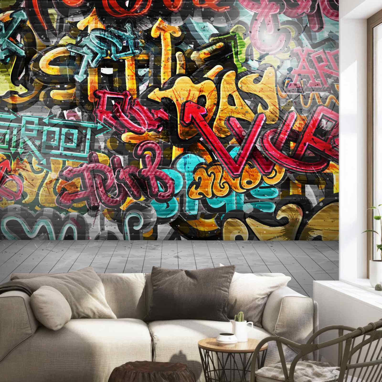 Fototapeta stena pokrytá graffiti