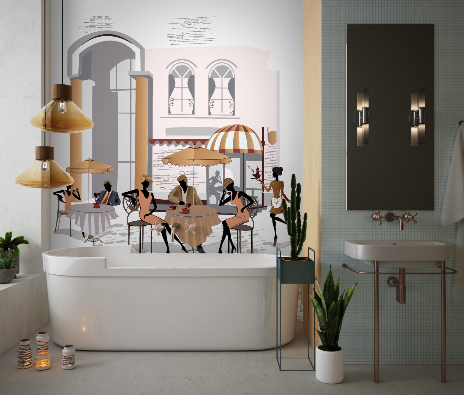 Fototapeta obrázok kaviarne s hosťami