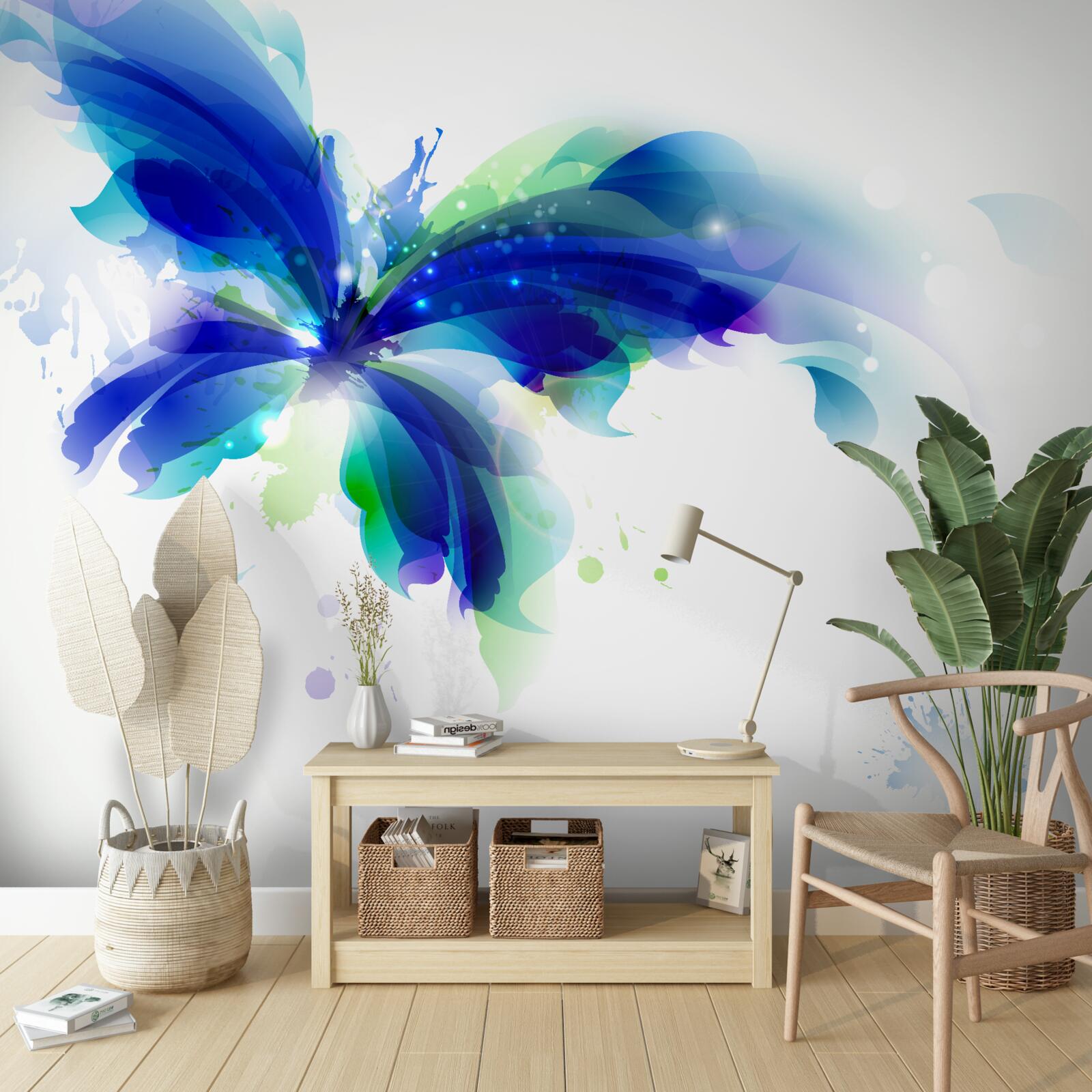 Fototapeta akvarel modrý motýľ vo vzduchu