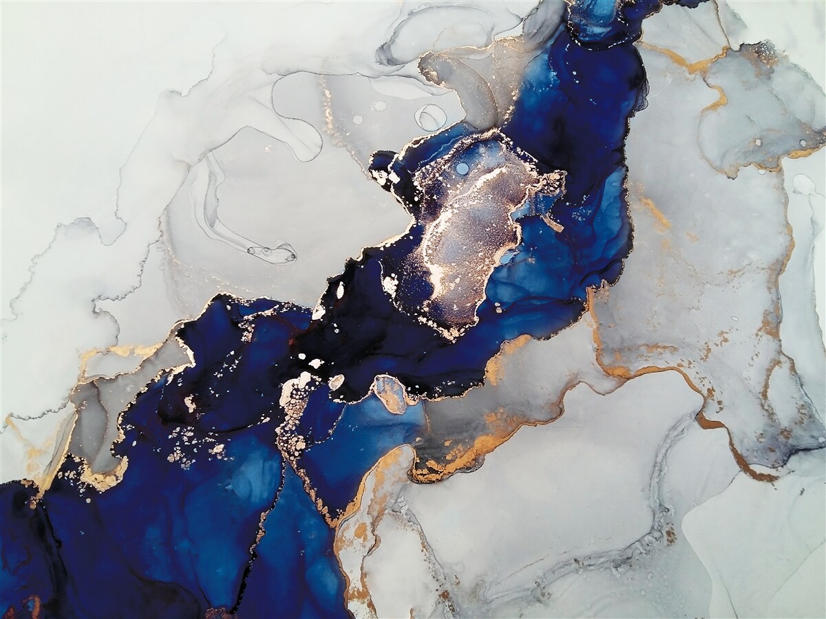 Fototapeta zlatý okraj na pozadí modrých škvŕn