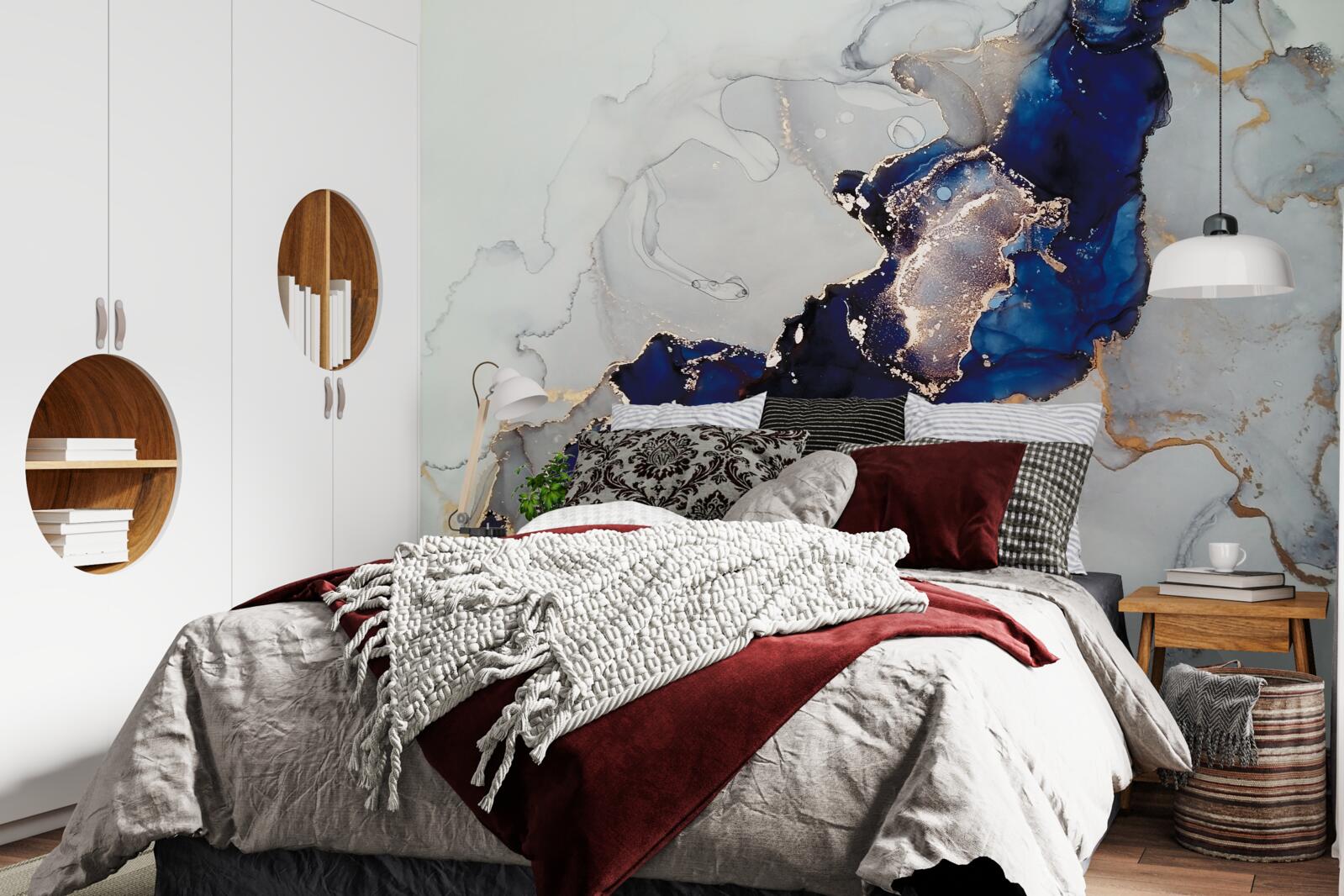 Fototapeta zlatý okraj na pozadí modrých škvŕn