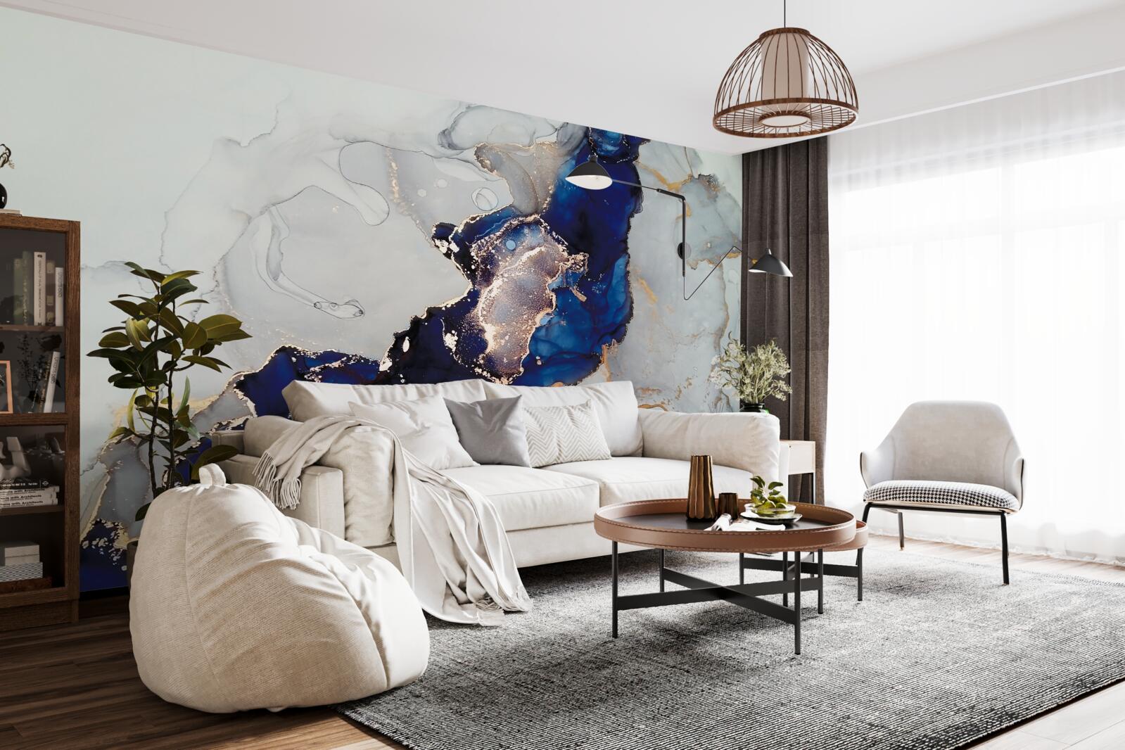 Fototapeta zlatý okraj na pozadí modrých škvŕn