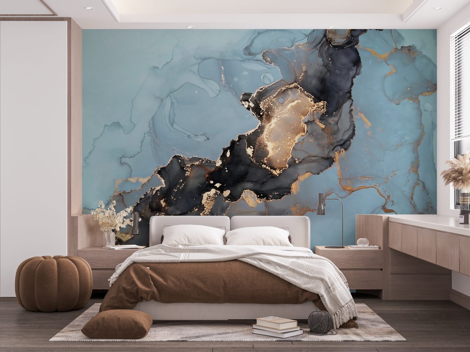 Fototapeta pestrý vzor na modrom mramore