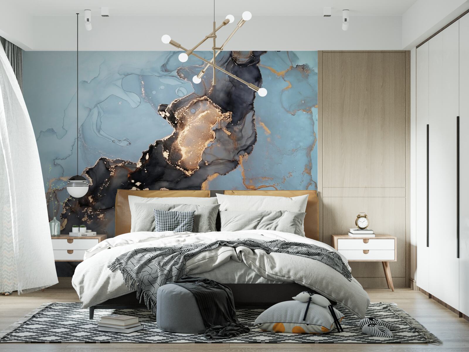 Fototapeta pestrý vzor na modrom mramore