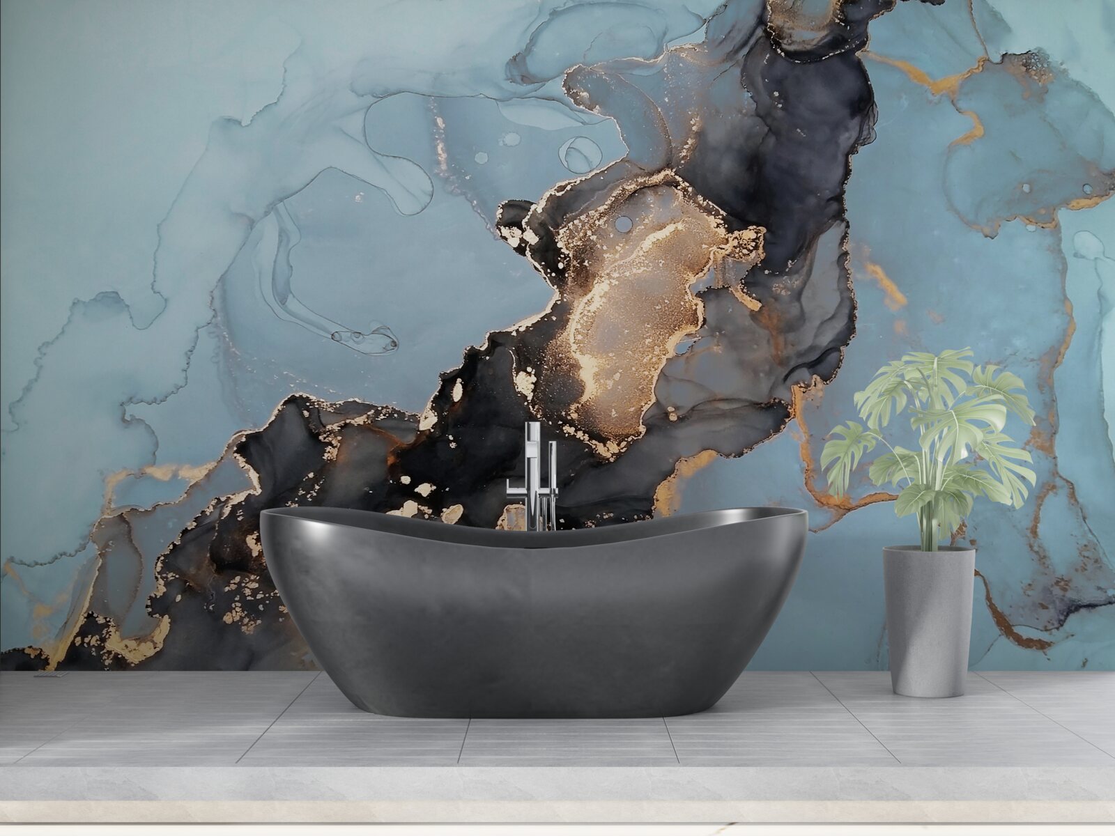 Fototapeta pestrý vzor na modrom mramore