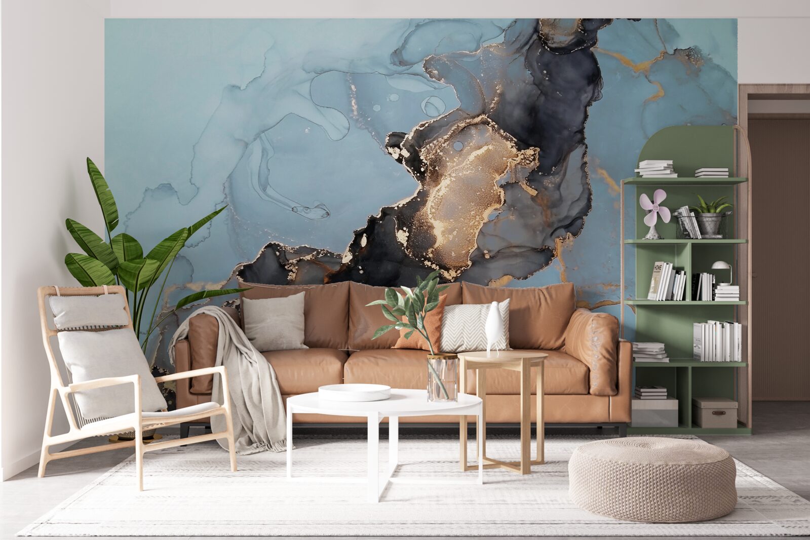 Fototapeta pestrý vzor na modrom mramore