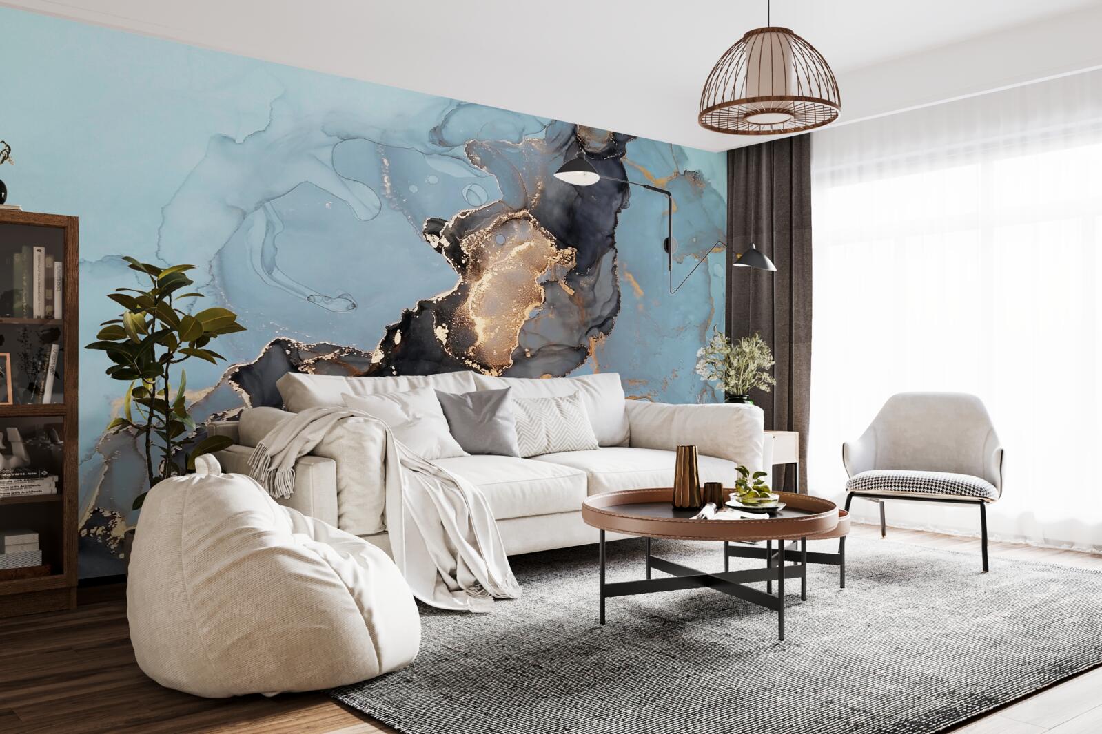 Fototapeta pestrý vzor na modrom mramore