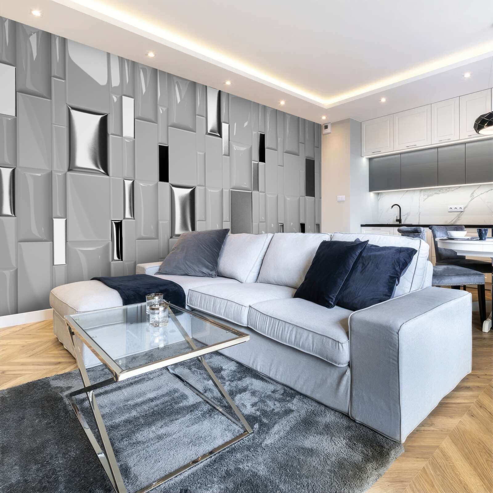 Fototapeta lesklé šedé dlaždice so zlatým odtieňom