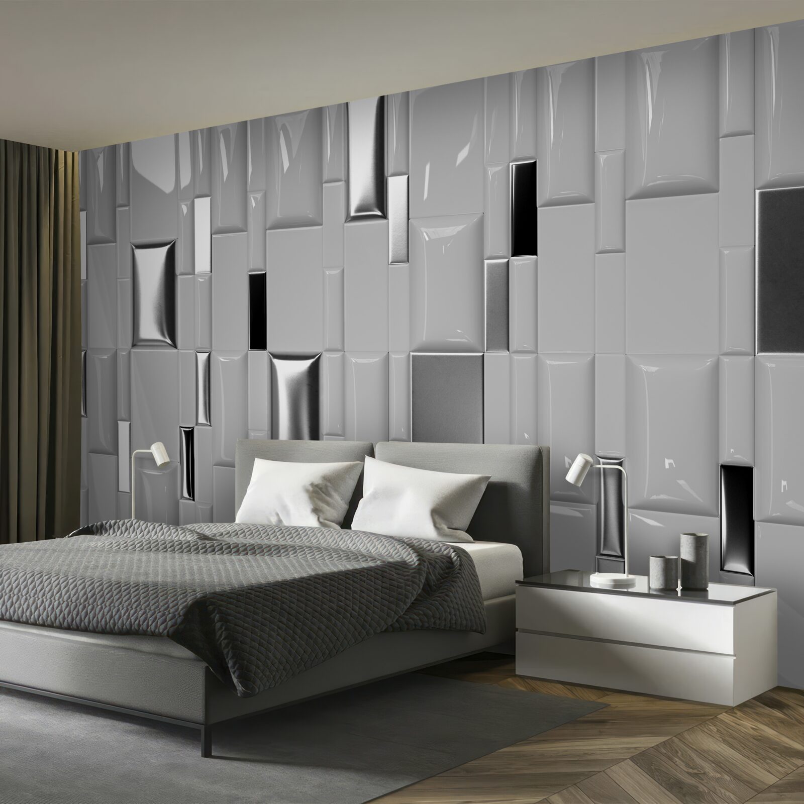 Fototapeta lesklé šedé dlaždice so zlatým odtieňom