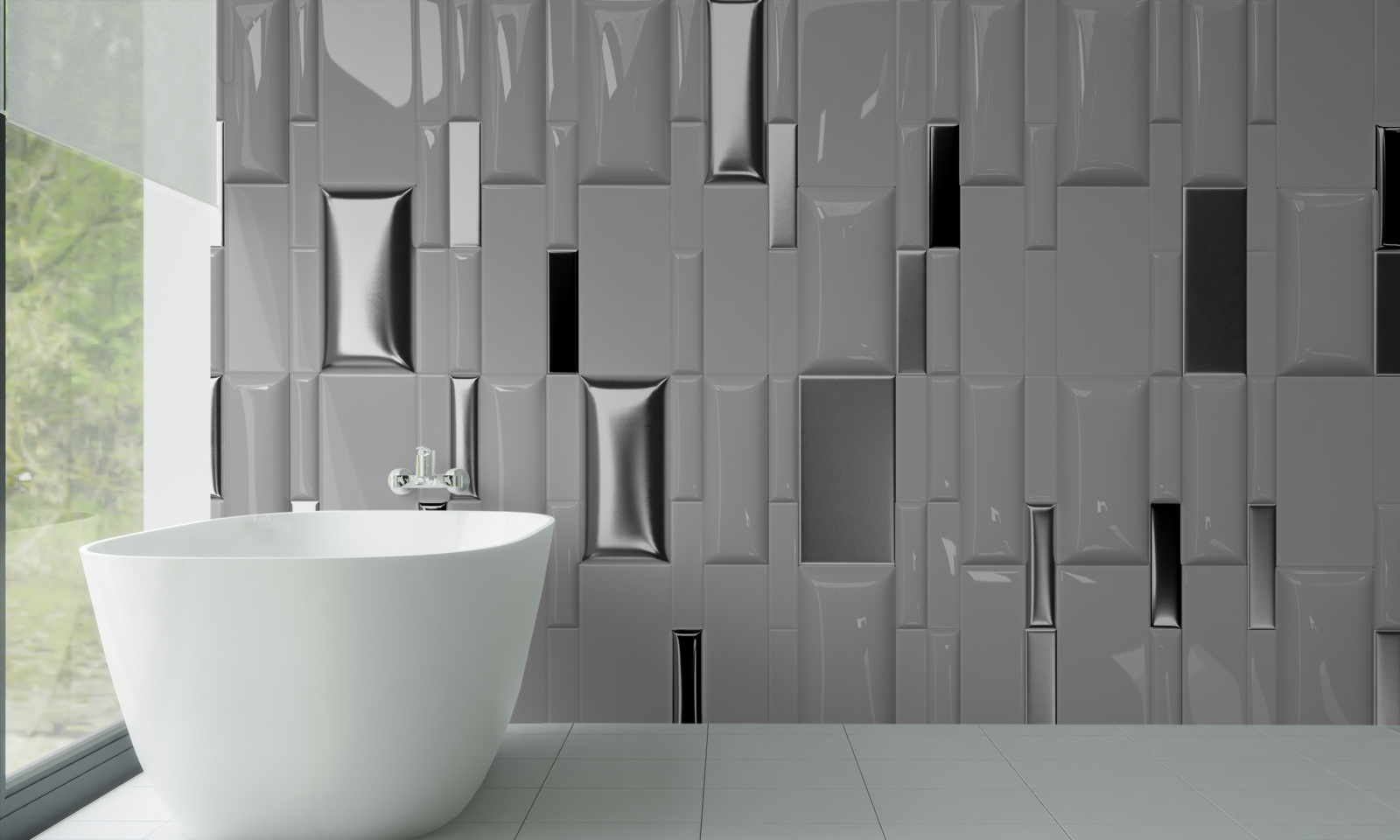 Fototapeta lesklé šedé dlaždice so zlatým odtieňom