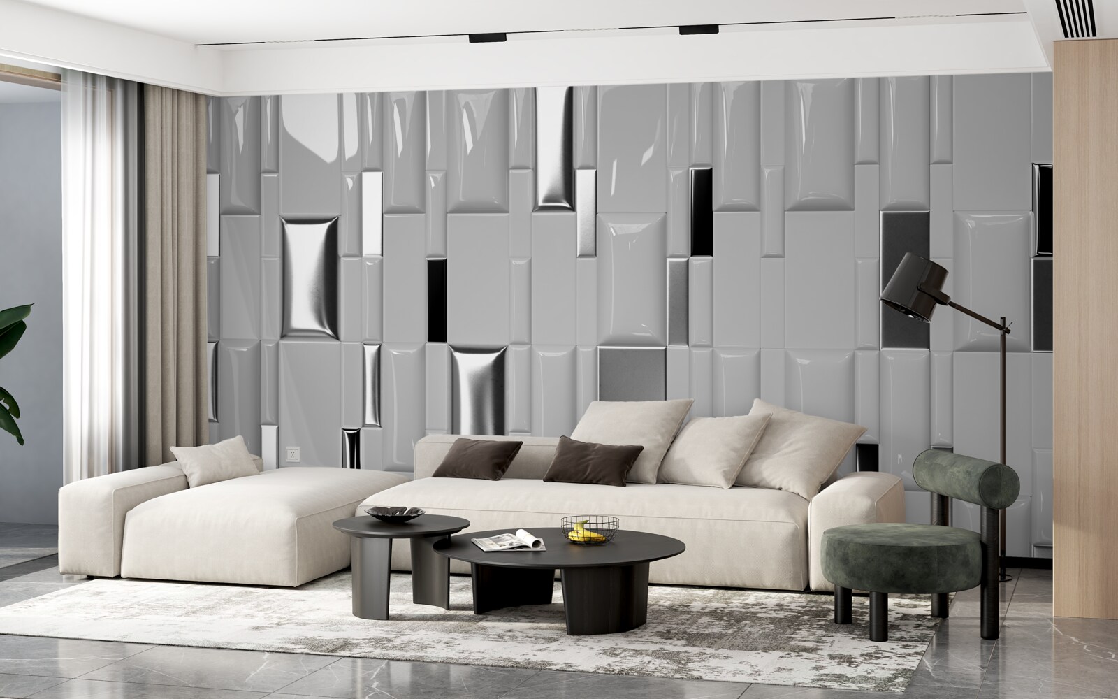 Fototapeta lesklé šedé dlaždice so zlatým odtieňom