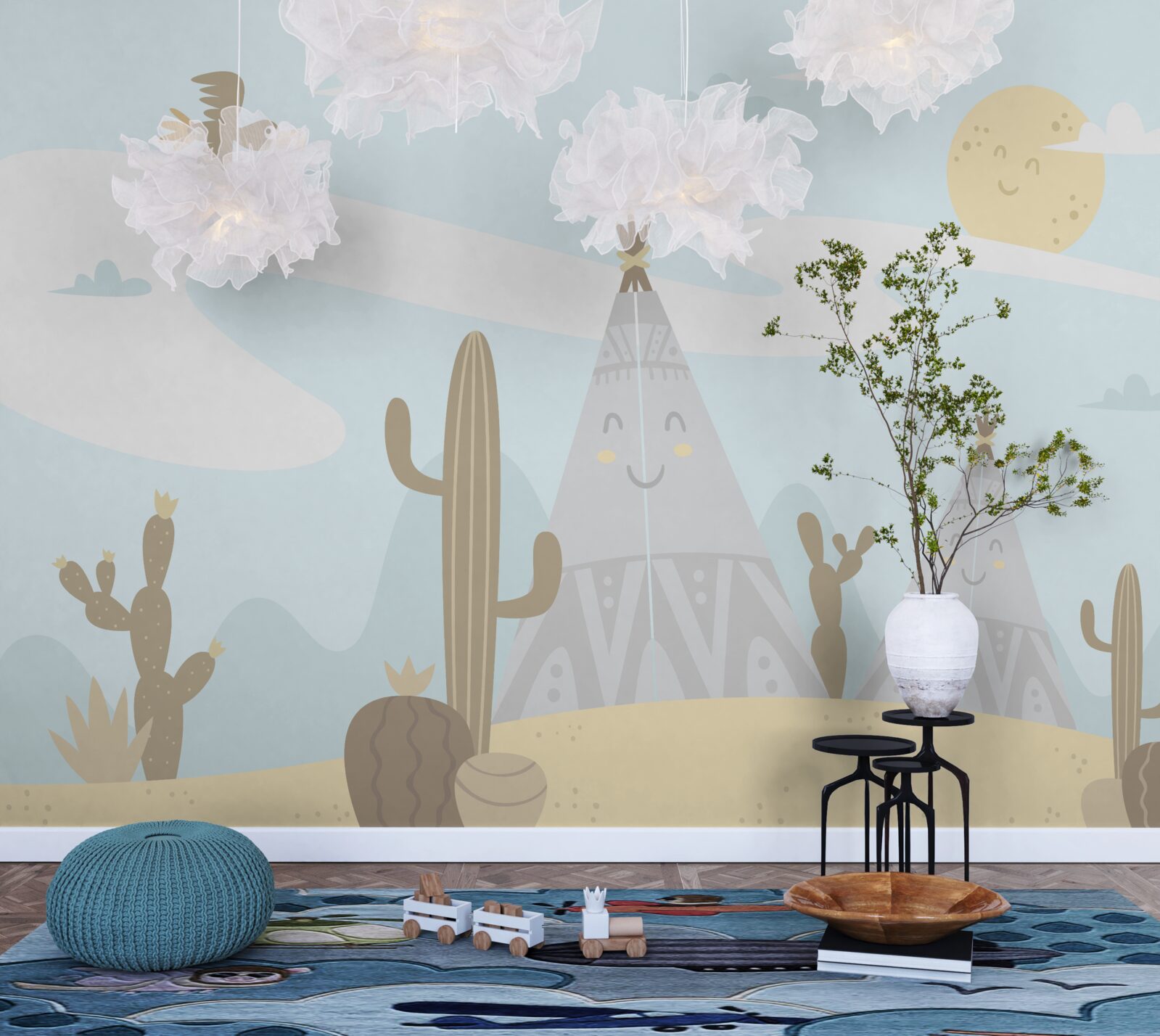 Fototapeta suchá oblasť s tŕnitými rastlinami